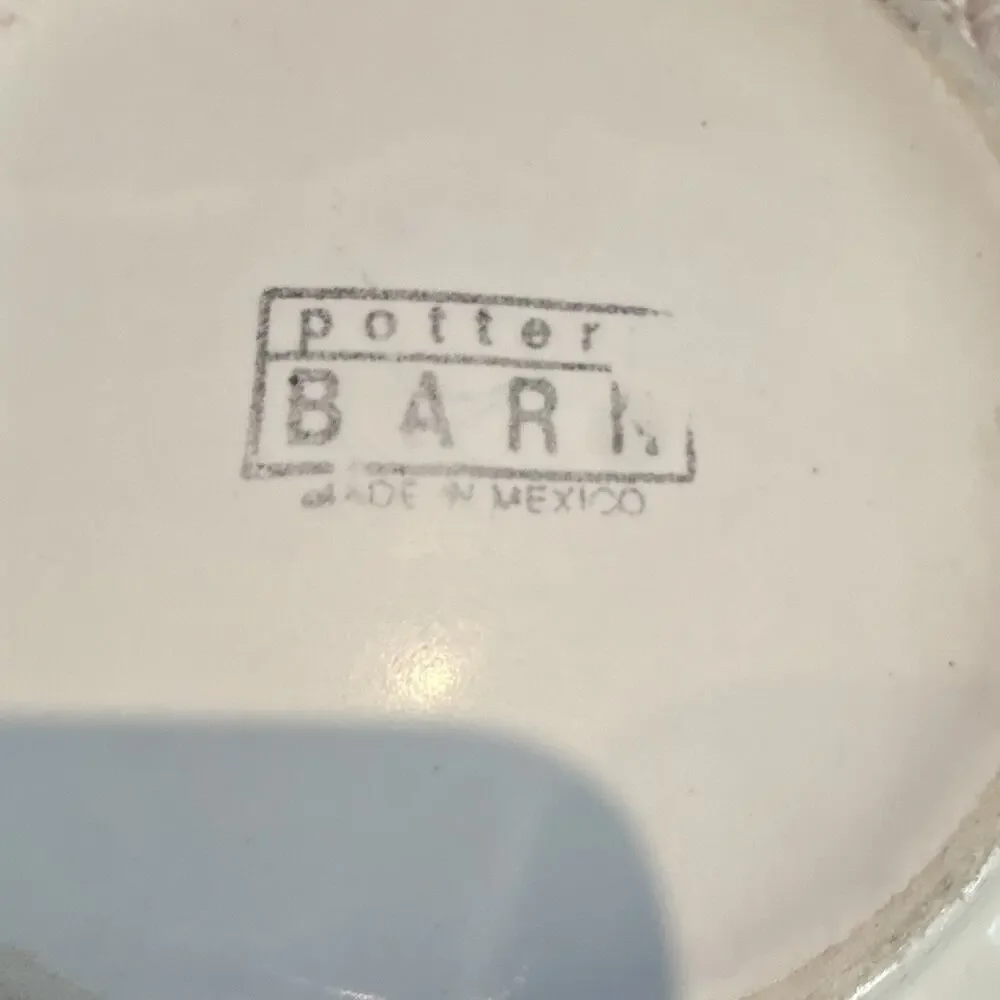 Vntg Pottery Barn Ceramic Round Serving Bowl Fruit Pattern Burgundy Yellow 8”